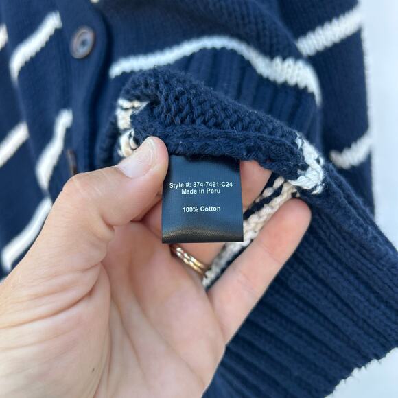 Jenni Kayne Chloe Striped Cotton Cardigan Sweater Blue White XXL Plus Size - Picture 5 of 10